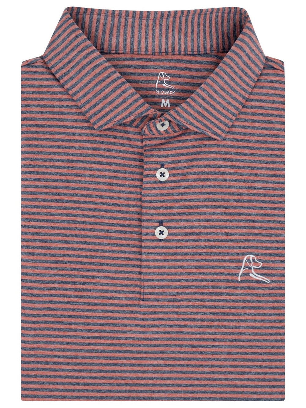 Rhoback Men’s The Barts Heather Stripe Short Sleeve Performance Polo Size Large